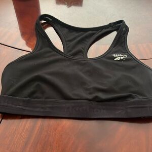Women’s Reebok Black Racerback Sports Bra with Keyhole Back. Size M.